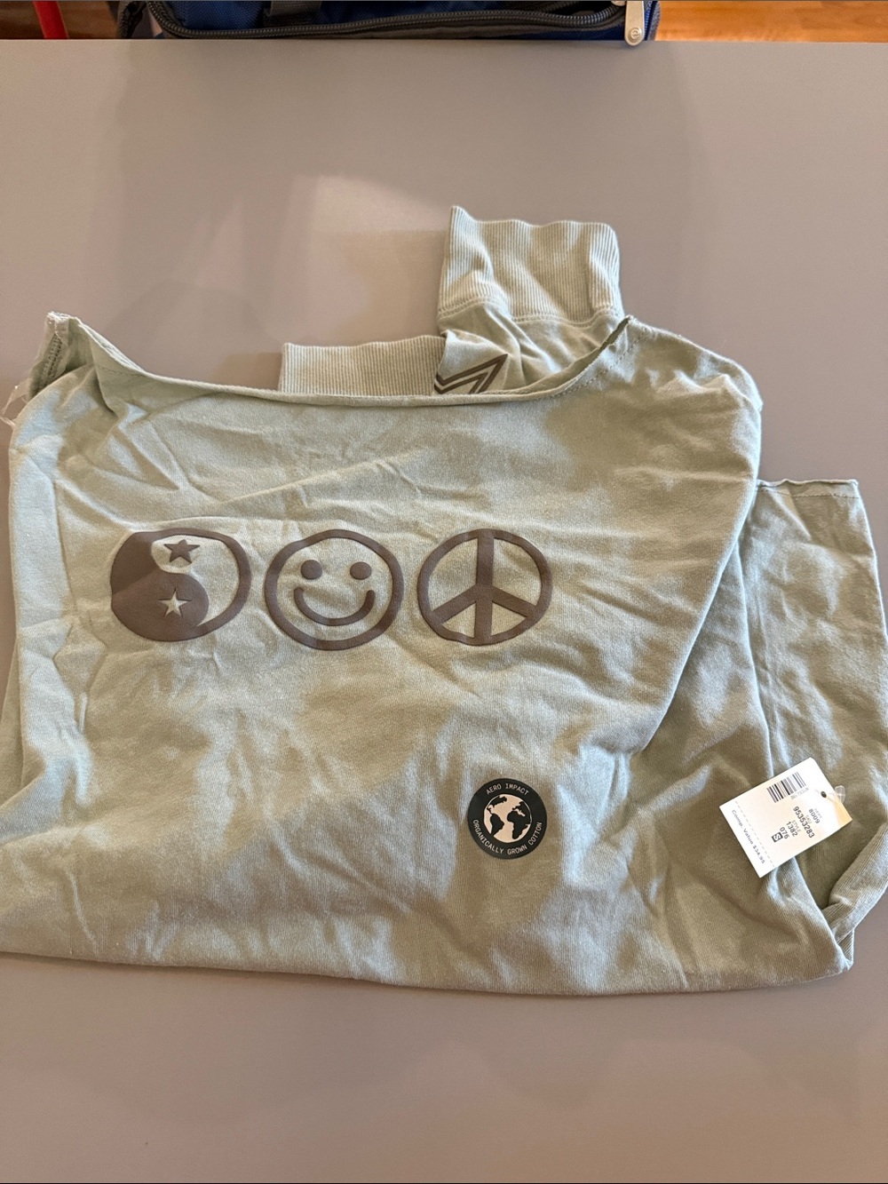 Aeropostale Sage Green Long Sleeve Tee with Graphic Icons